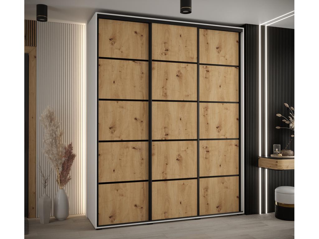 Mobenze 4 Sliding Door Wardrobe 235.2/190/60 3 Doors White/Mobenze/Black YOIN99360