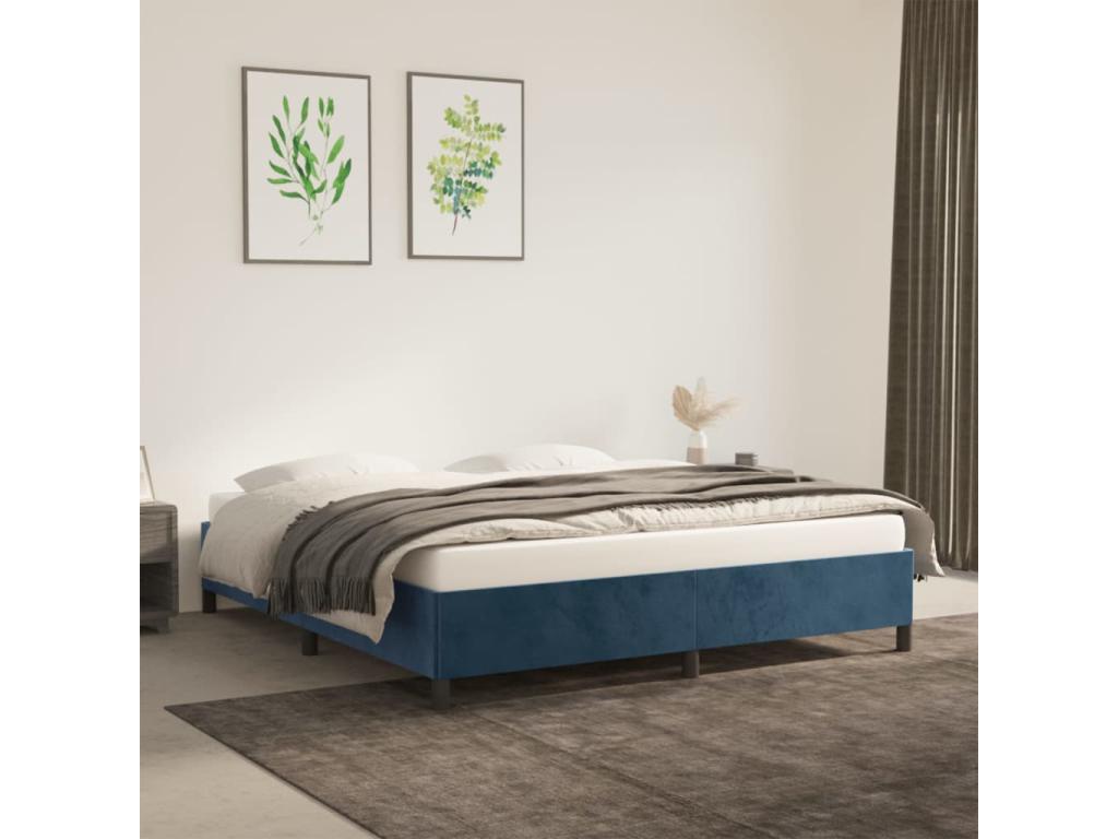 Dark blue velvet bed frame (mattress not included) 160x200 cm RFKU28677