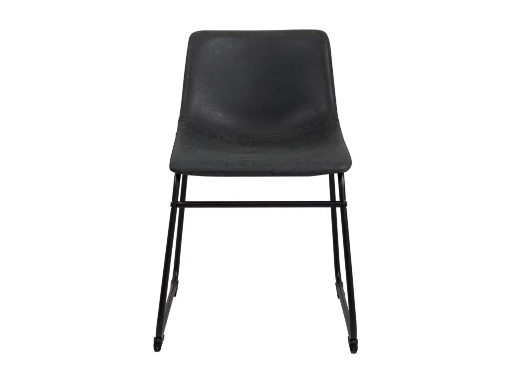 Set of 2 industrial chairs with vintage-effect faux leather seats and metal legs, HELIO 47 black grey CHFW45023