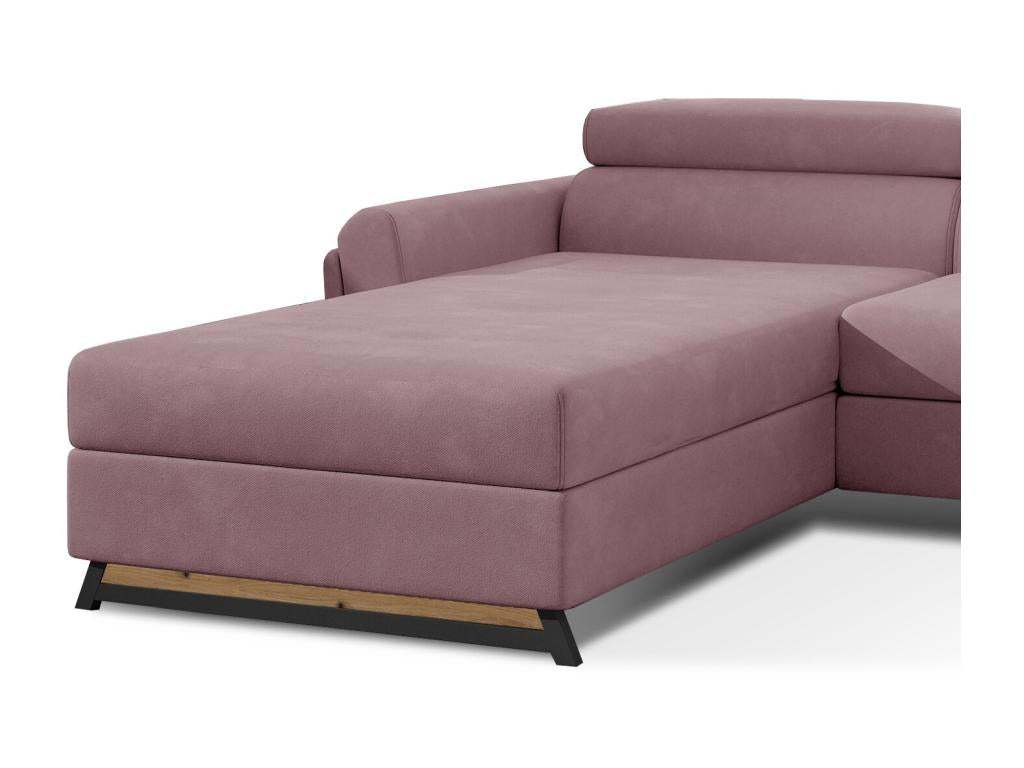 Mobenze pink left-hand corner convertible sofa with adjustable headrests, 300cm, CUEY00595