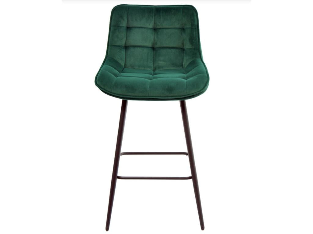 Boislis high chair with green velvet upholstery and black steel legs - Set of 2 XAYP70678