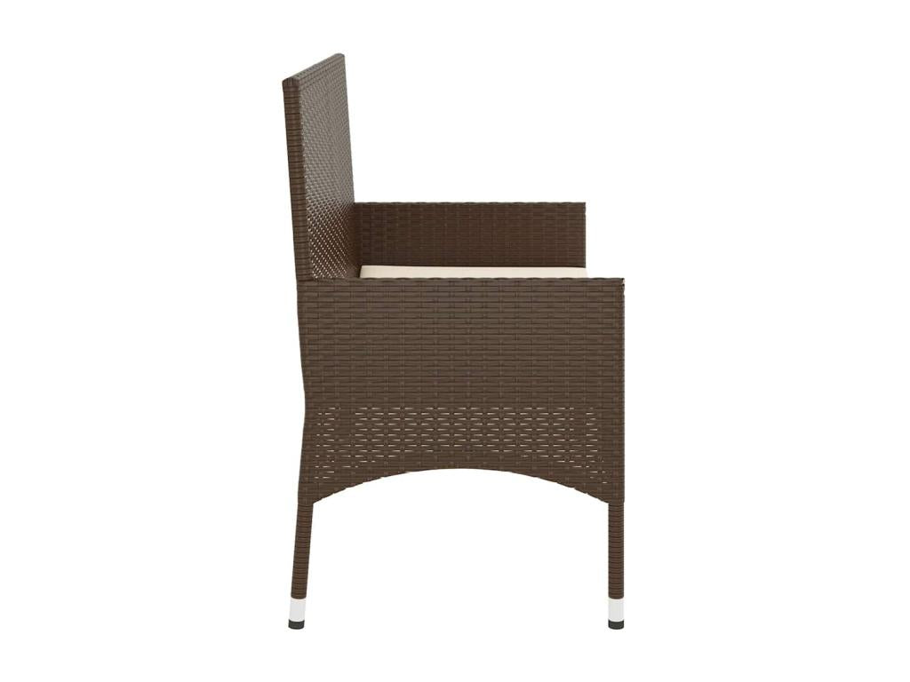 2-seater garden bench with cushions, brown, woven resin, OOGK32857