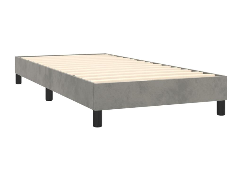 Boislis bed base and light grey 90x190 cm velvet mattress VBYD28387