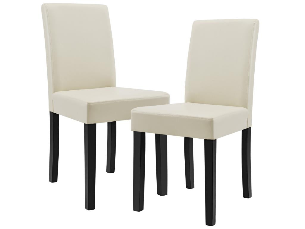 Boislis Set of 2 Faux Leather Wood Chairs 90x42x48 cm Cream - Ivory Boislis VOYL39477