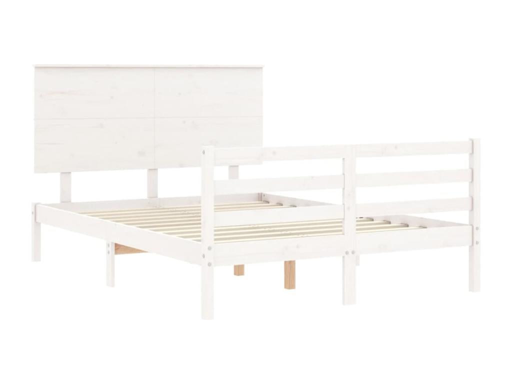 Bed frame with white headboard, 120x200 cm, solid wood, MRQZ40406