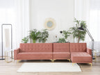 Boislis Modular Corner Sofa Bed, Pink Velvet, 5-Seater, Right-Hand Facing, YYBS14649