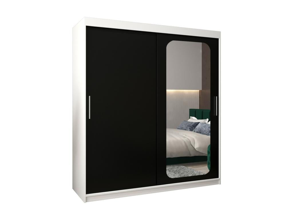Mobenze T2 Sliding Door Wardrobe 200/180/62 2 Doors White/Black OCWG89139