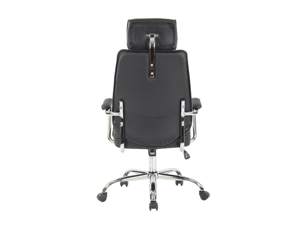 Office chair - Genuine leather / Chrome-plated metal - Black - Boislis SOSU33262