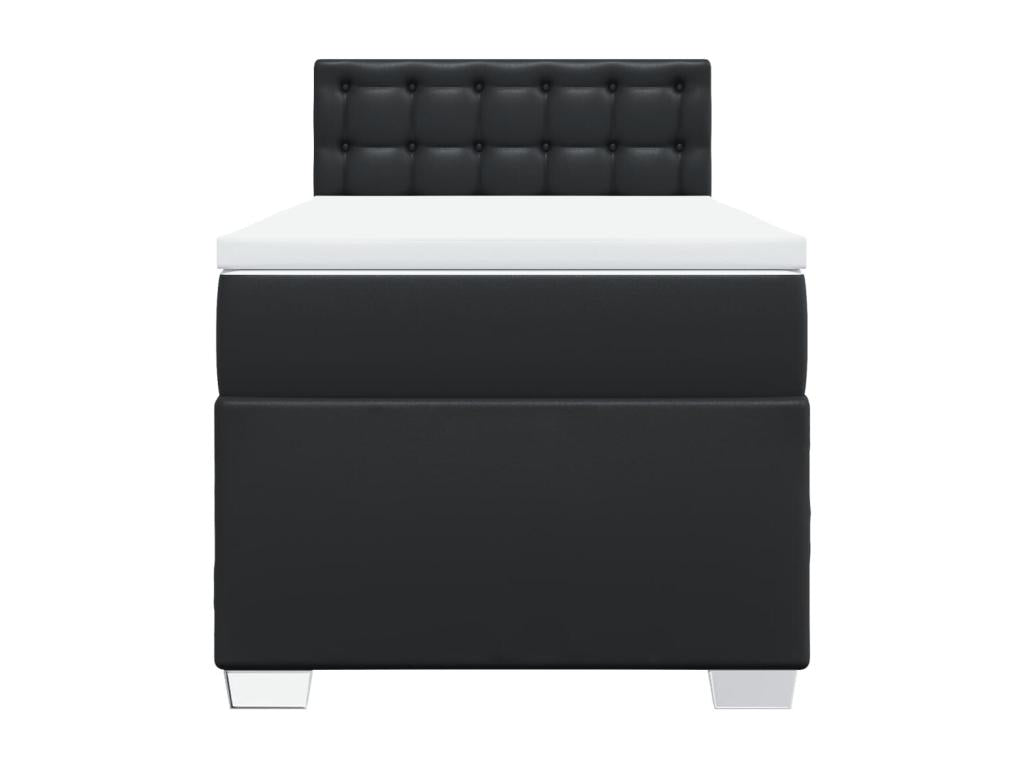 Wooden bed base with black mattress 100x200 cm faux leather DZDY57387