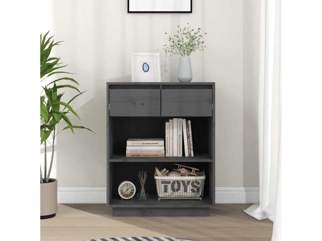 Grey console cabinet 60x34x75 cm Solid pine mobenze NFBI55221