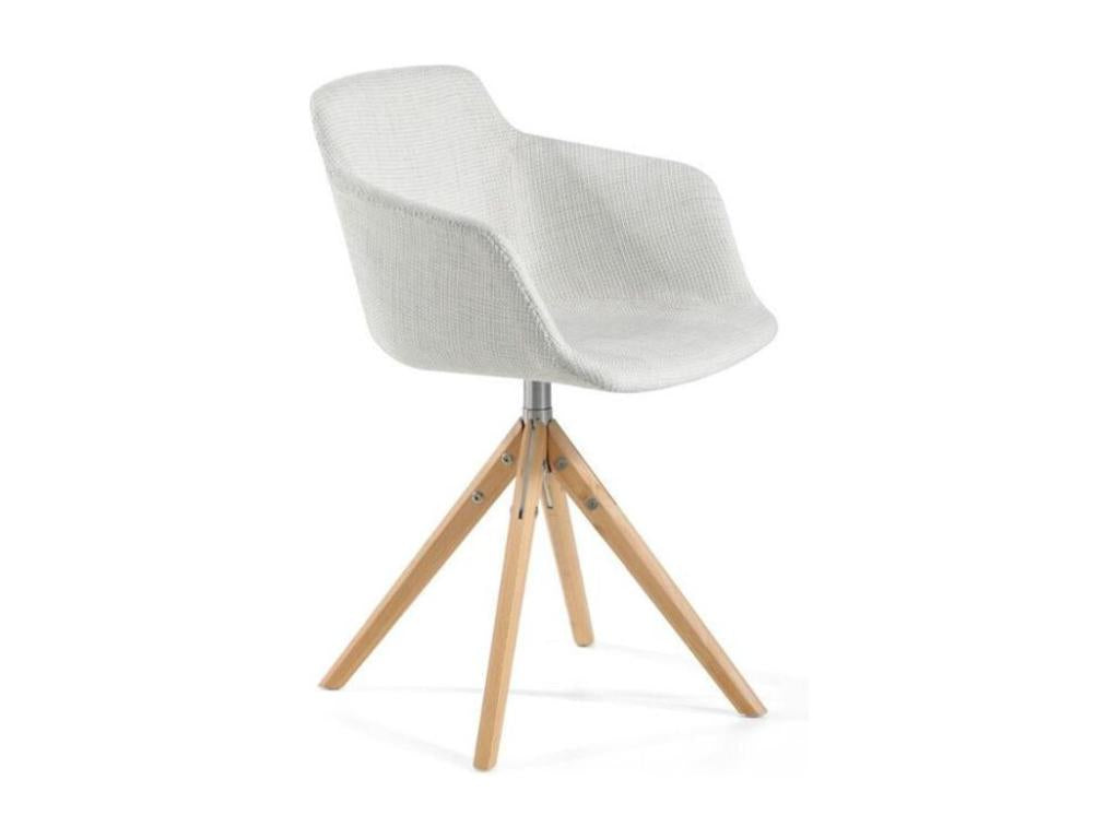 Swivel chair in fabric with light solid ash legs, Boislis color - Boislis 30 VLDH27011