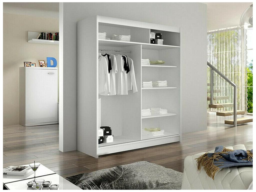 Boislis 147 Wardrobe, Boislis Oak - White, 200x120x58cm, Sliding Wardrobe Doors, UBKV95192