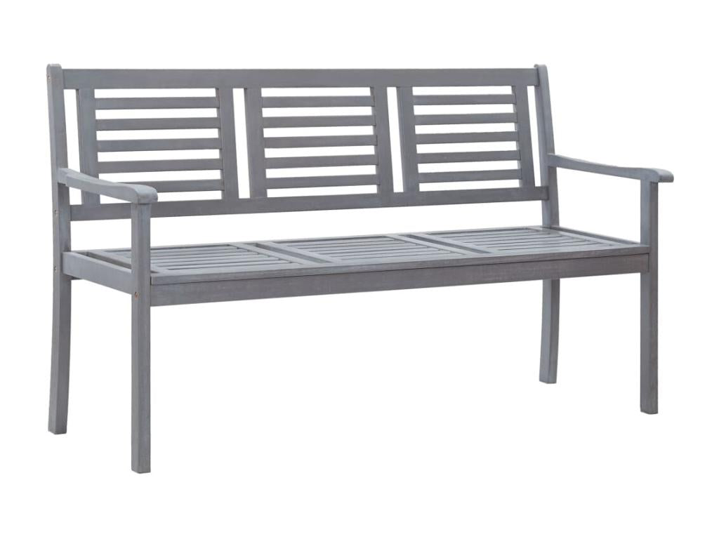 3-seater garden bench with cushion, 150 cm, Eucalyptus Grey HHXN51672