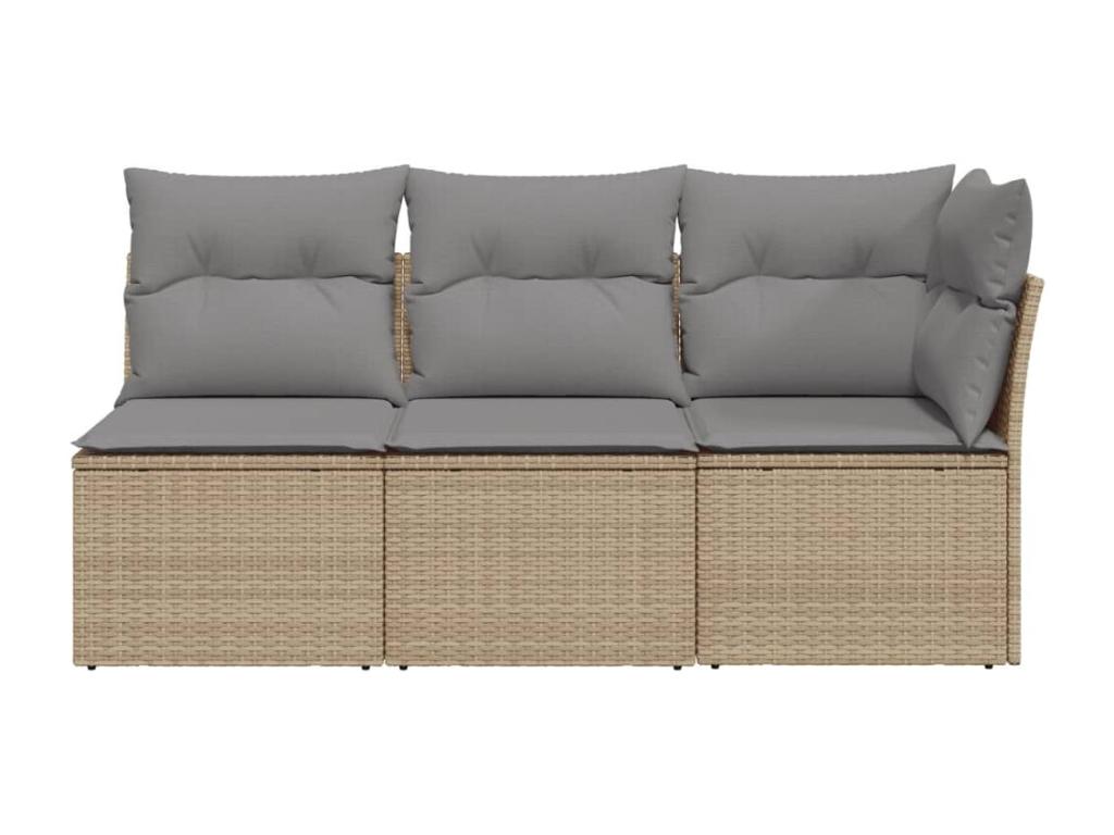 Garden sofa with cushions, 3-seater beige woven resin UEQL61593