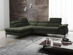Large left-hand corner convertible sofa in green velvet SEPINA by Boislis GRNC18654