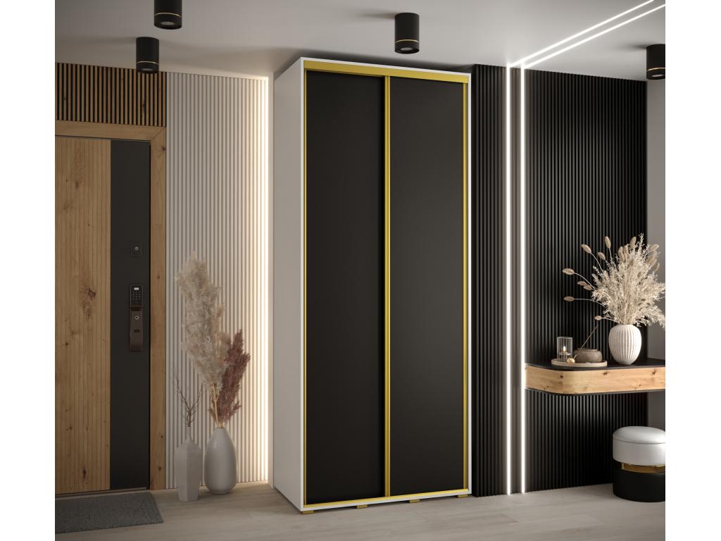 Boislis 3 Sliding Door Wardrobe 235.2/100/45 2 Doors White/Black/Gold HSYV37556