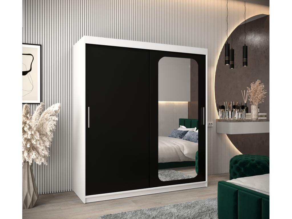 Mobenze T2 Sliding Door Wardrobe 200/180/62 2 Doors White/Black OCWG89139