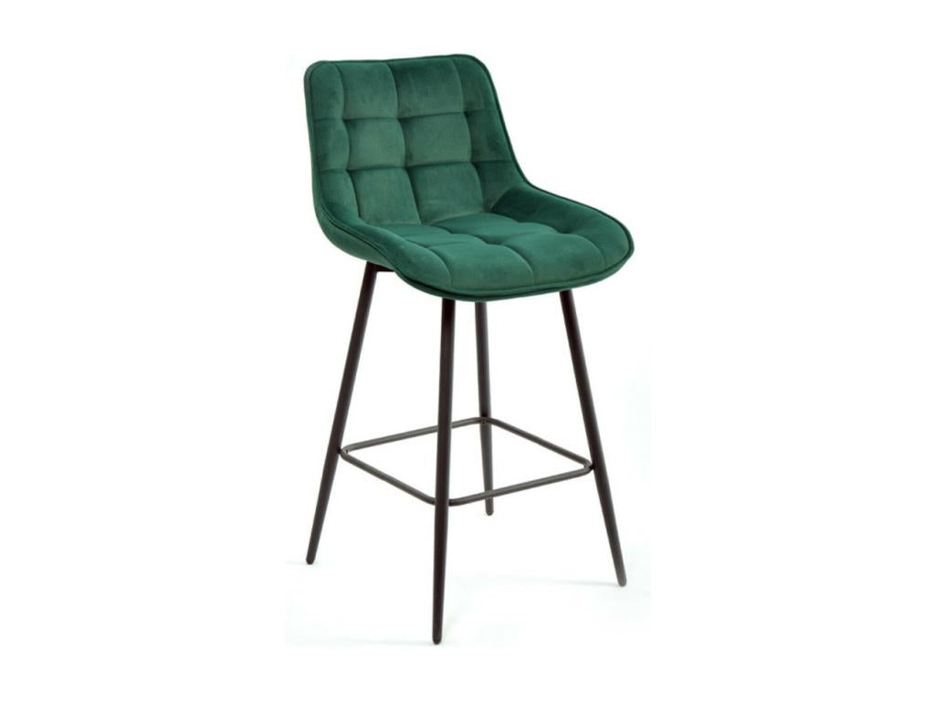 Boislis high chair with green velvet upholstery and black steel legs - Set of 2 XAYP70678