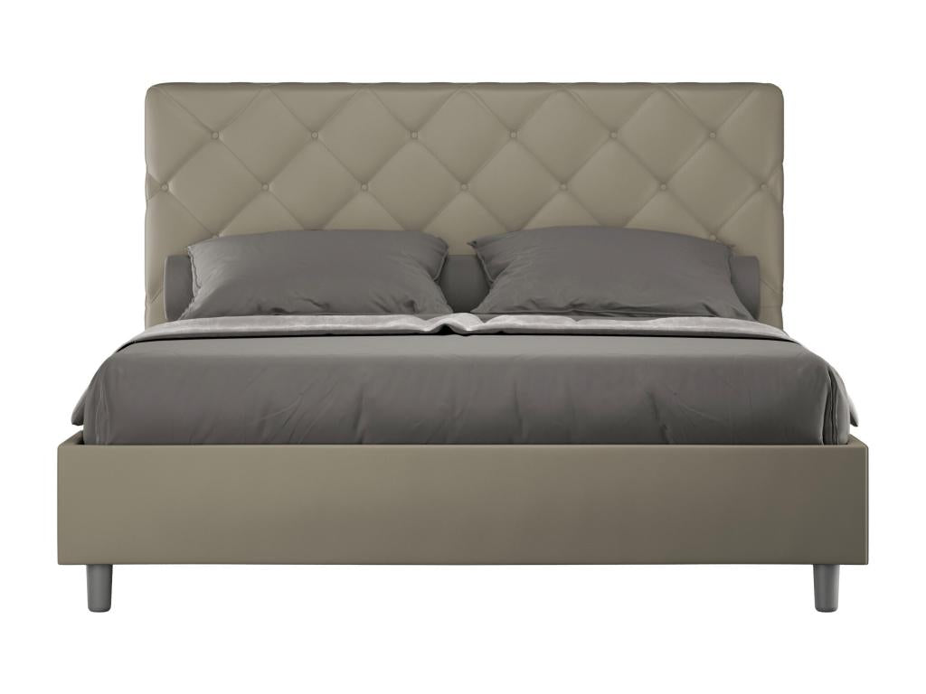 Upholstered bed without slatted base, 160x200 cm, cappuccino faux leather, Boislis RTNW58812