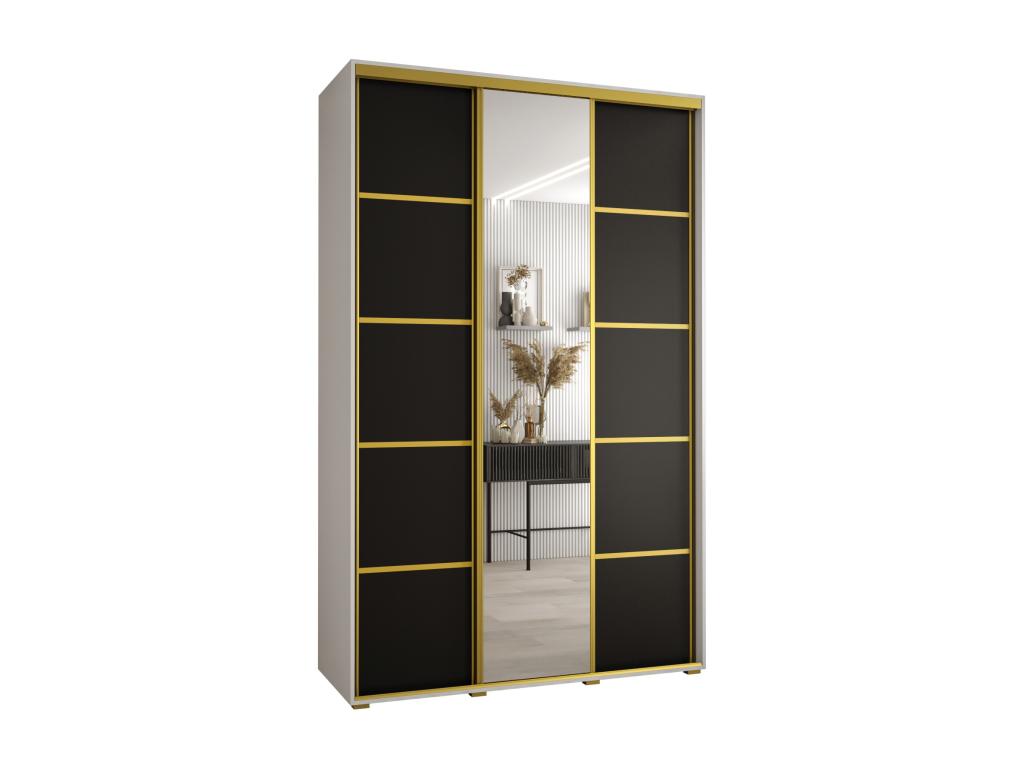 Boislis 5 Sliding Door Wardrobe 235.2/150/60 3 Doors White/Black/Gold TKBS45516