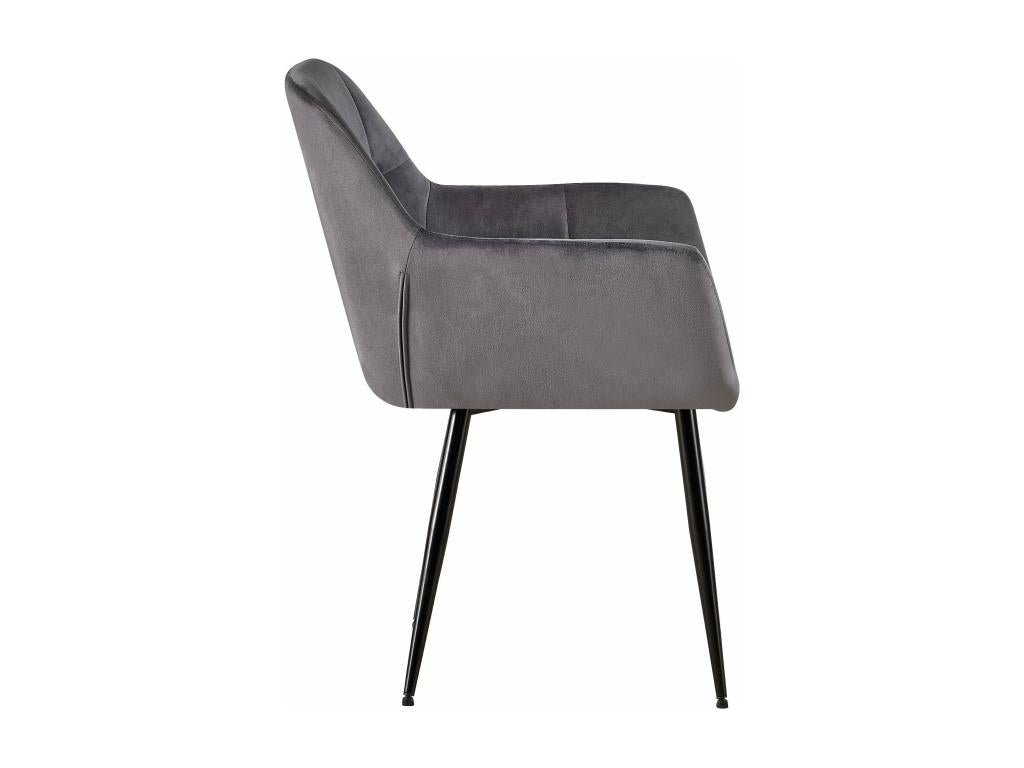 Set of 4 chairs with armrests - Velvet / Matte black metal - Grey - Boislis BQIT92630
