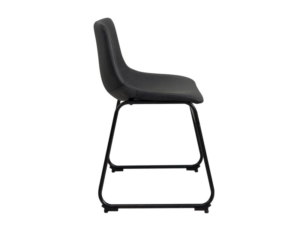 Set of 2 industrial chairs with vintage-effect faux leather seats and metal legs, HELIO 47 black grey CHFW45023