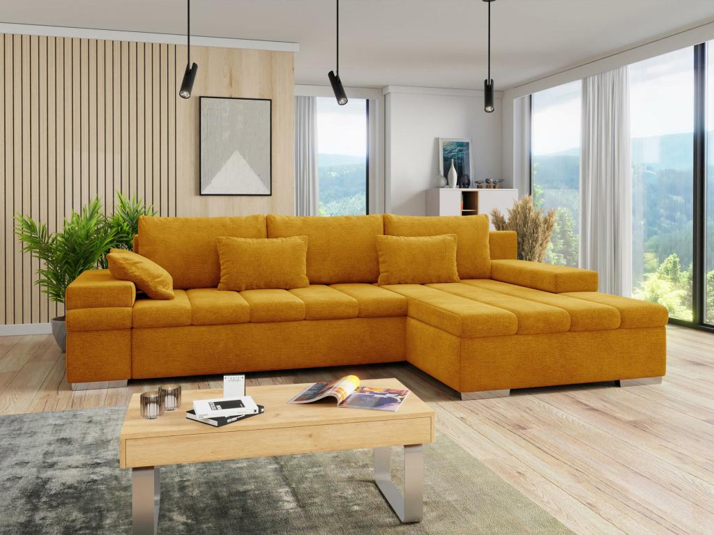 Boislis 169 Yellow Corner Sofa with Sleeping Function and Bedding Box, 310x175x83cm, TIML18543