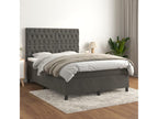 Boislis bed base and mattress, dark grey, 140x200 cm, velvet, NLMS91415