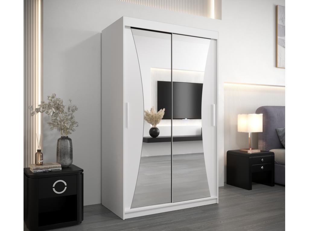 Mobenze Sliding Door Wardrobe 200/120/62 2 Doors White/White NLKZ96190