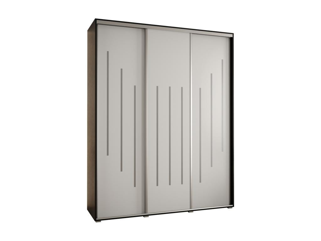 Boislis 8 Sliding Door Wardrobe 235.2/190/60 3 Doors Black/White/Silver HZXC63725
