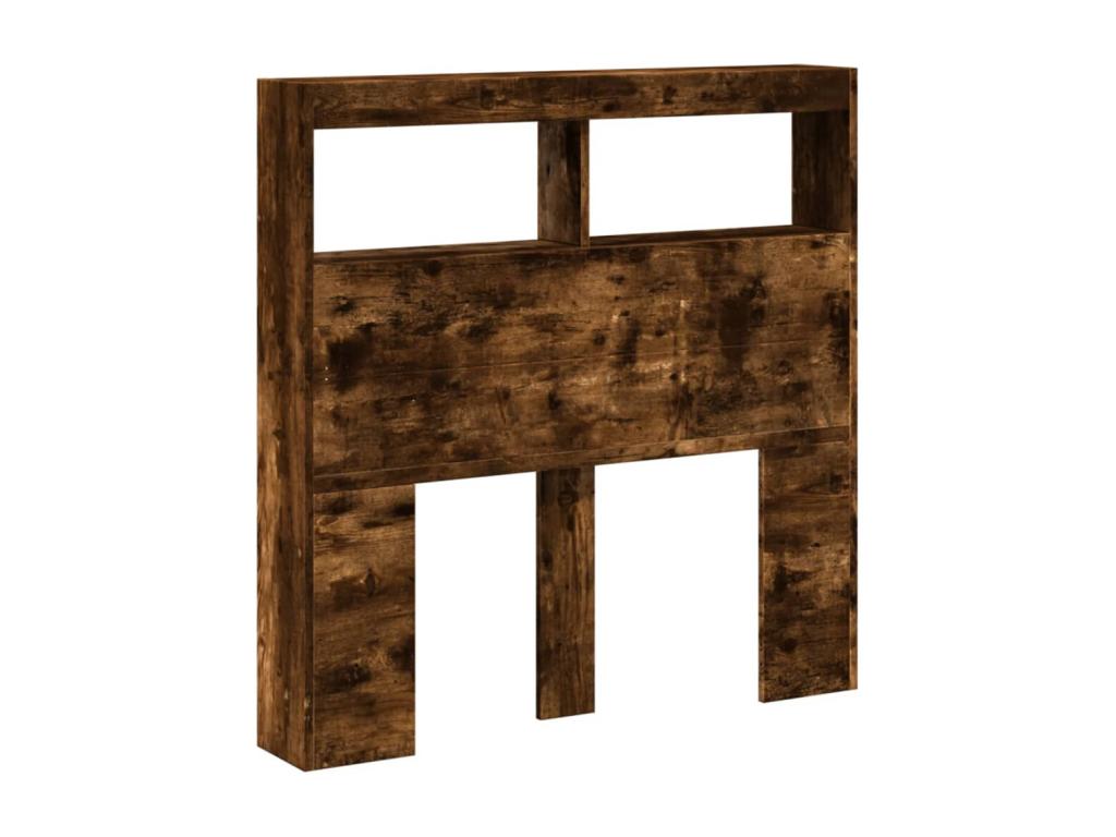 Smoked oak headboard wardrobe with LED lighting, 100x17x102 cm AVNU24264