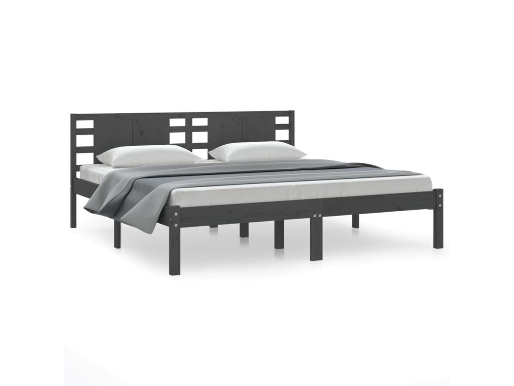 Grey bed frame without mattress 200x200 cm Mobenze solid pine GBDH97568