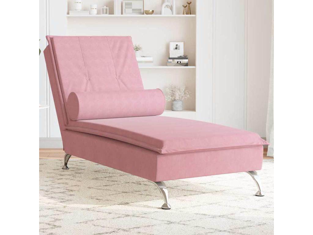 Massage chaise lounge with pink velvet bolster UDHH38642