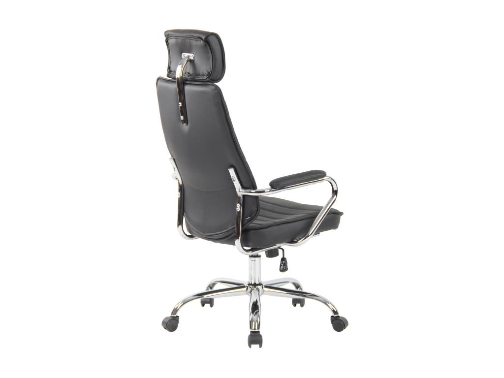 Office chair - Genuine leather / Chrome-plated metal - Black - Boislis SOSU33262