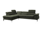 Large left-hand corner convertible sofa in green velvet SEPINA by Boislis GRNC18654