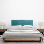 Mobenze Headboard, Plain Ribbed, 105x115 cm with Bed Legs 105 cm - Turquoise SMBM23150