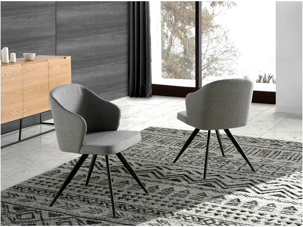 Mobenze fabric chair with black steel legs - Set of 2 - Color Mobenze 67 PSVH78884