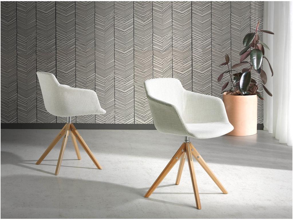 Swivel chair in fabric with light solid ash legs, Boislis color - Boislis 30 VLDH27011