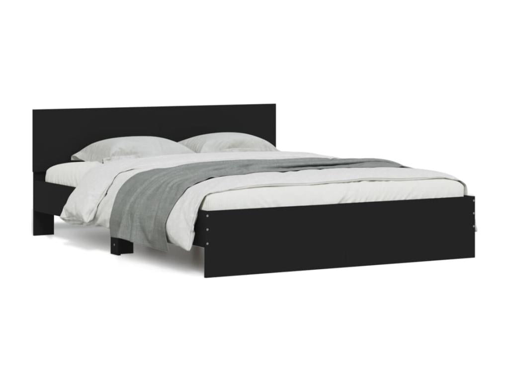 Bed frame with headboard and LED lighting, black, 150x200 cm, BPYK81232