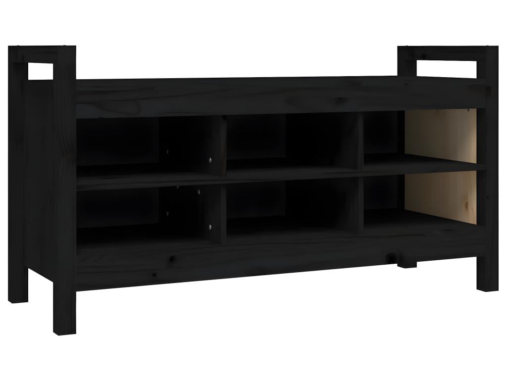 Black entryway bench 110x40x60 cm Solid pine wood GBVQ73256